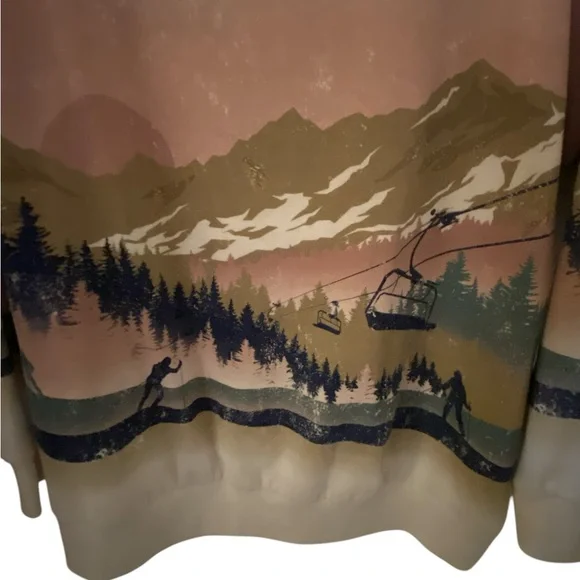 Torrid Cream and Green Crewneck Sweater with Scenic Landscape - Picture 2 of 6